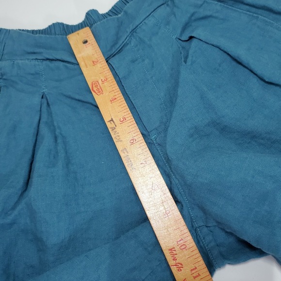 Athleta Womens Linen Wide Leg Pants Size 0 Teal‎ Cropped Beach Travel Resort - Picture 12 of 15